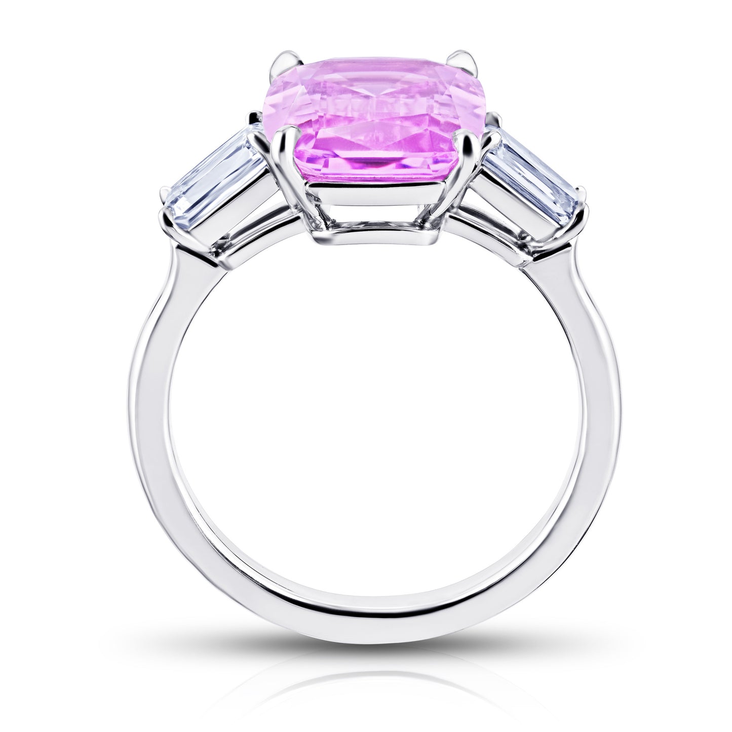 Contemporary Platinum Sapphire & Diamond Ring profile