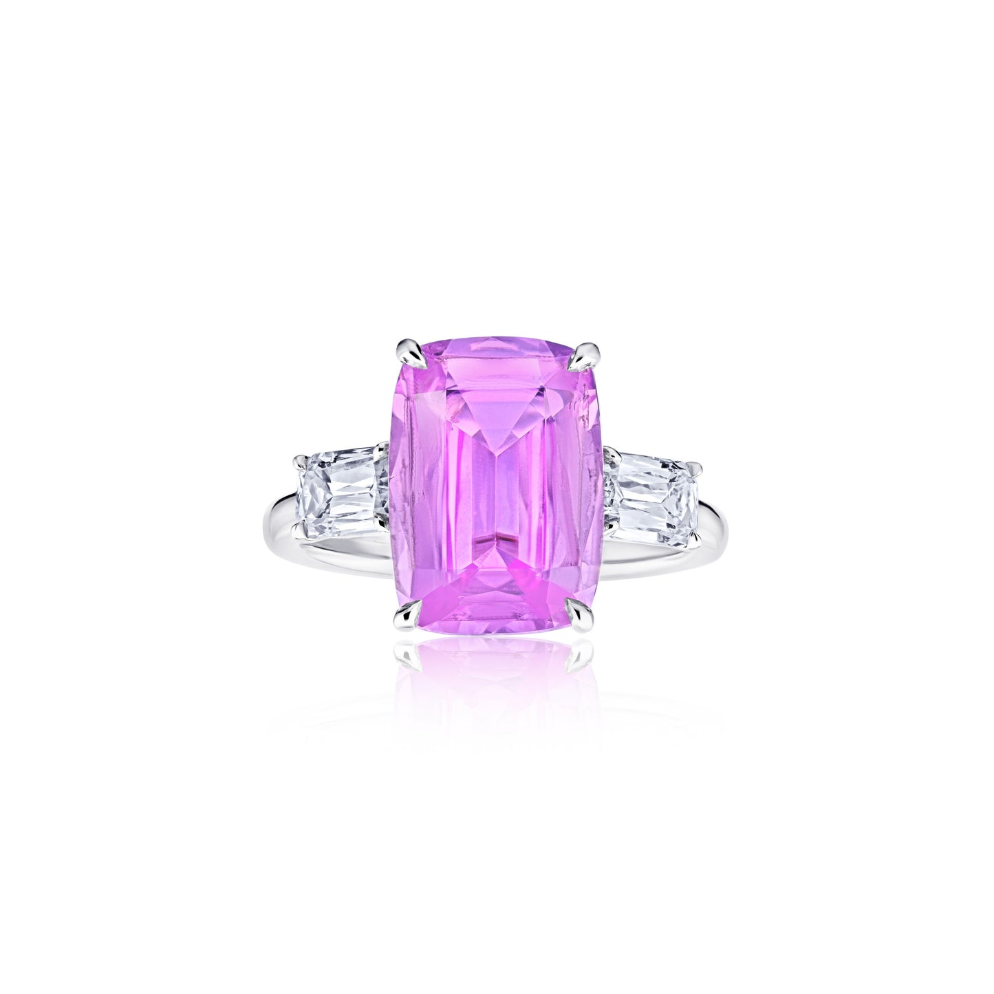 Contemporary Platinum Sapphire & Diamond Ring front