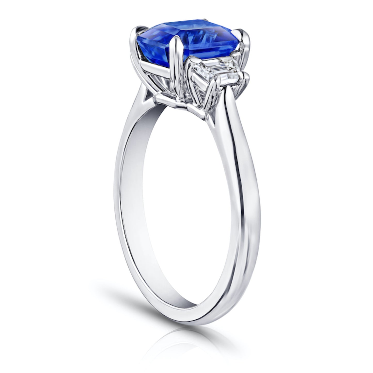 Contemporary Platinum Sapphire & Diamond Ring side
