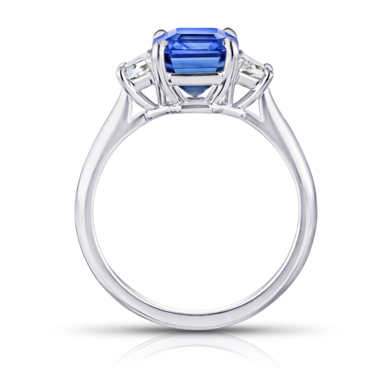 Contemporary Platinum Sapphire & Diamond Ring profile