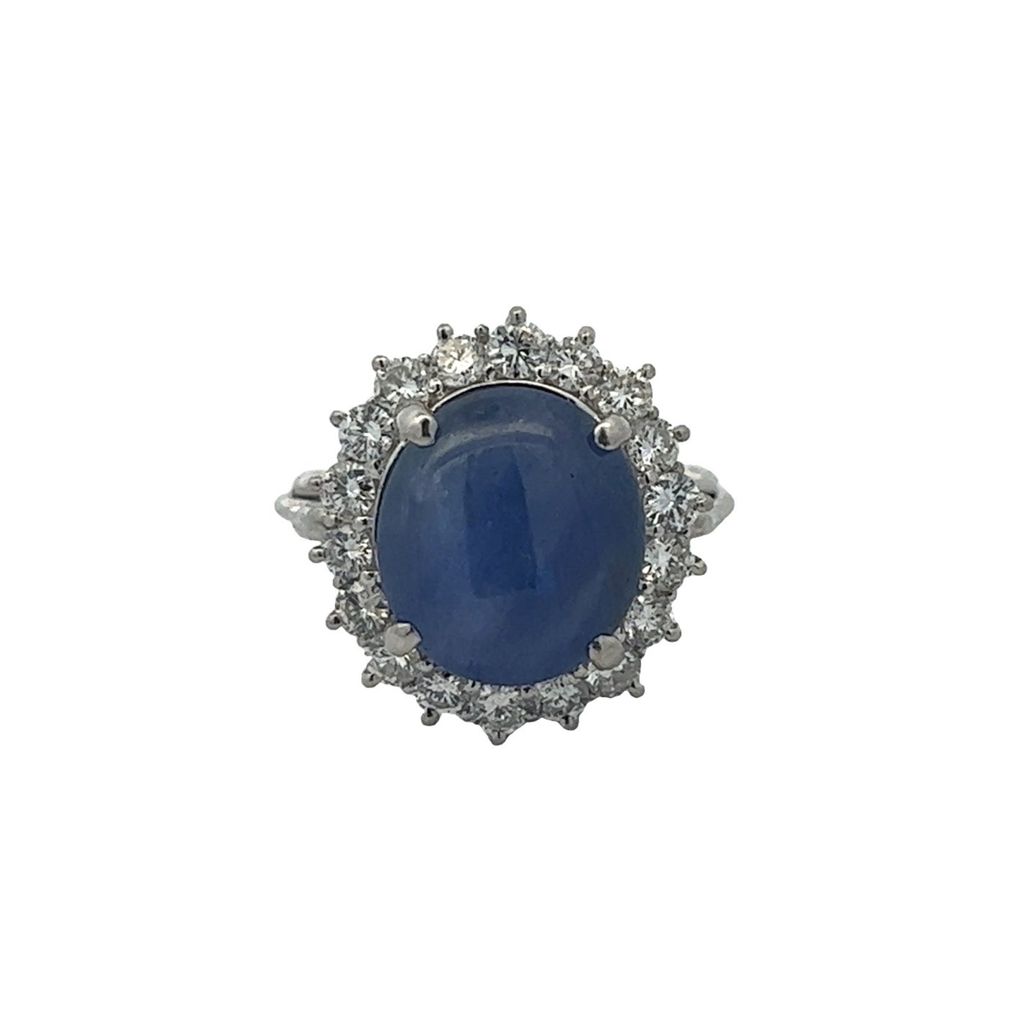 Post-1980s Platinum Sapphire & Diamond Ring front