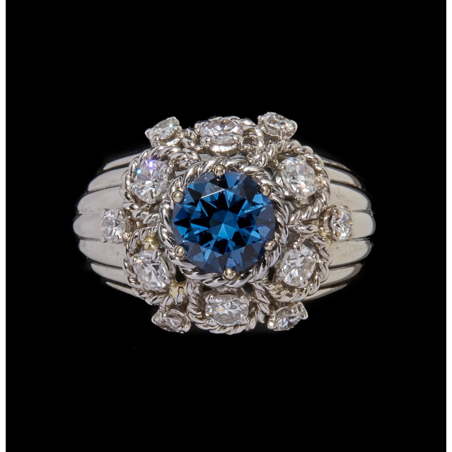 Mauboussin Paris Post-1980s Platinum Spinel & Diamond Ring front