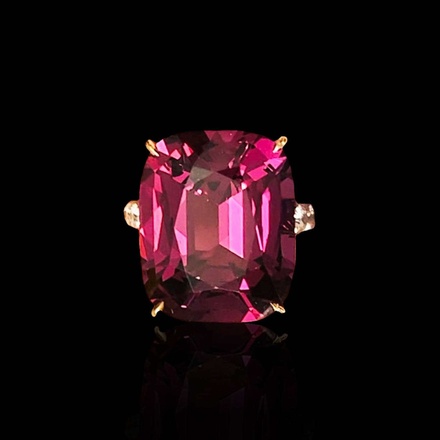 Post-1980s 18KT Rose Gold Spinel & Diamond Ring front