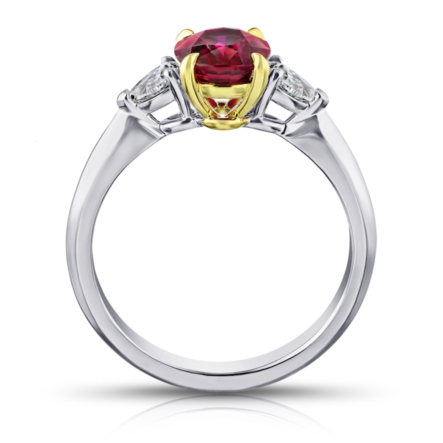 Contemporary Platinum & 18KT Yellow Gold Ruby & Diamond Ring profile