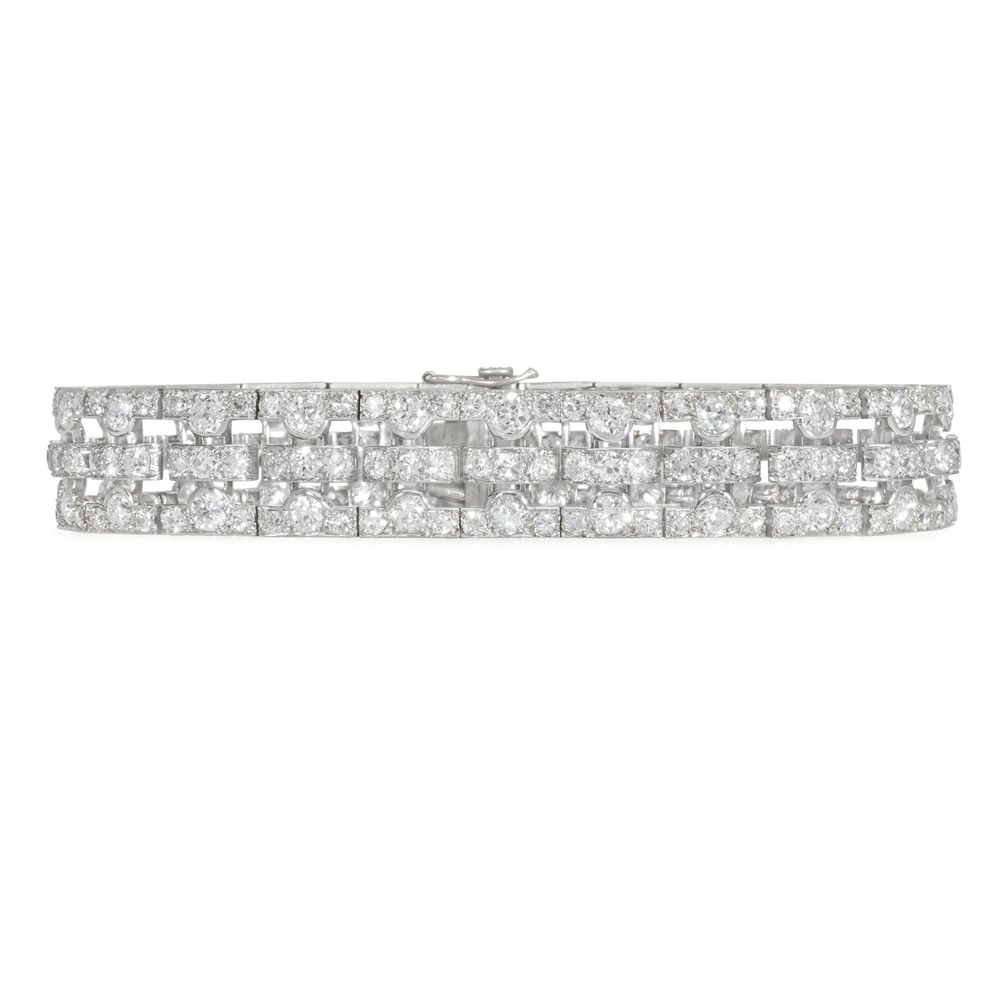 Leon Beilin French Art Deco Platinum & 18KT White Gold Diamond Bracelet front
