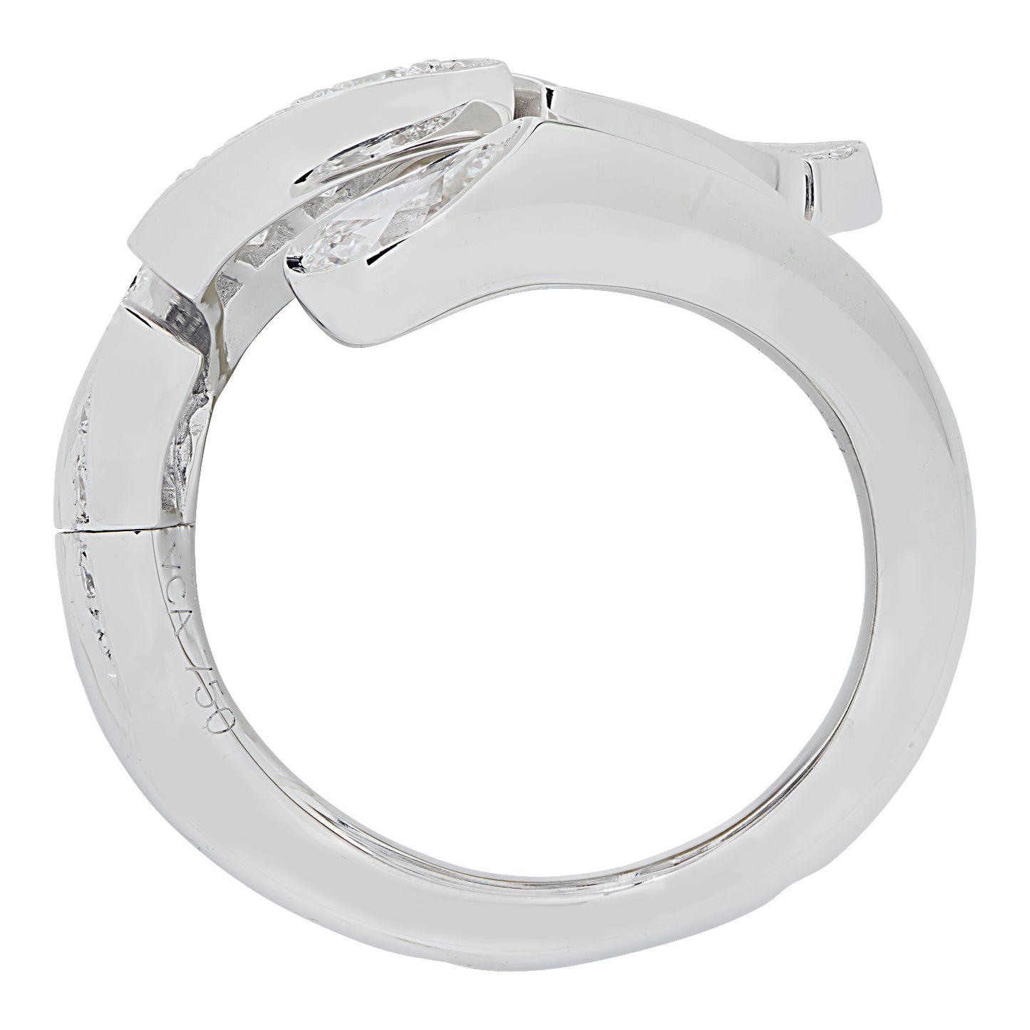 Van Cleef & Arpels Post-1980s 18KT White Gold Diamond Virevolte Leaf Ring profile