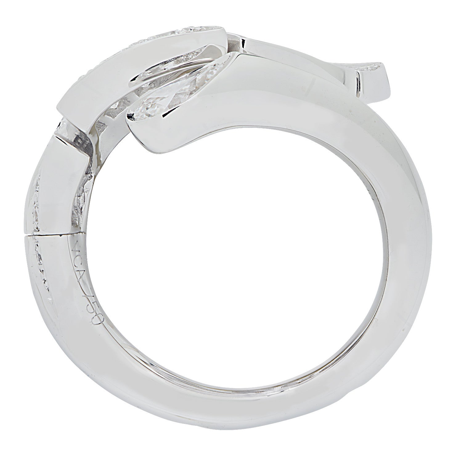 Van Cleef & Arpels Post-1980s 18KT White Gold Diamond Virevolte Leaf Ring profile