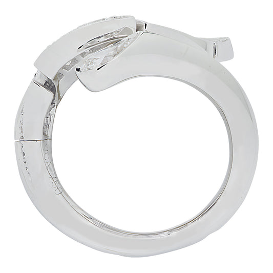 Van Cleef & Arpels Post-1980s 18KT White Gold Diamond Virevolte Leaf Ring profile