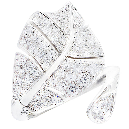 Van Cleef & Arpels Post-1980s 18KT White Gold Diamond Virevolte Leaf Ring back