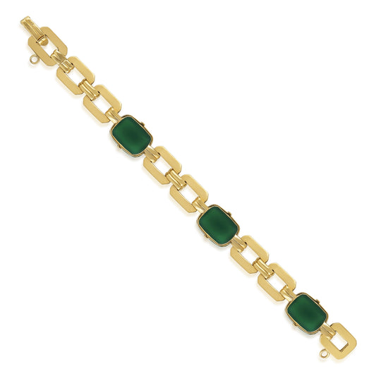 1950s 18KT Yellow Gold Chalcedony Bracelet back