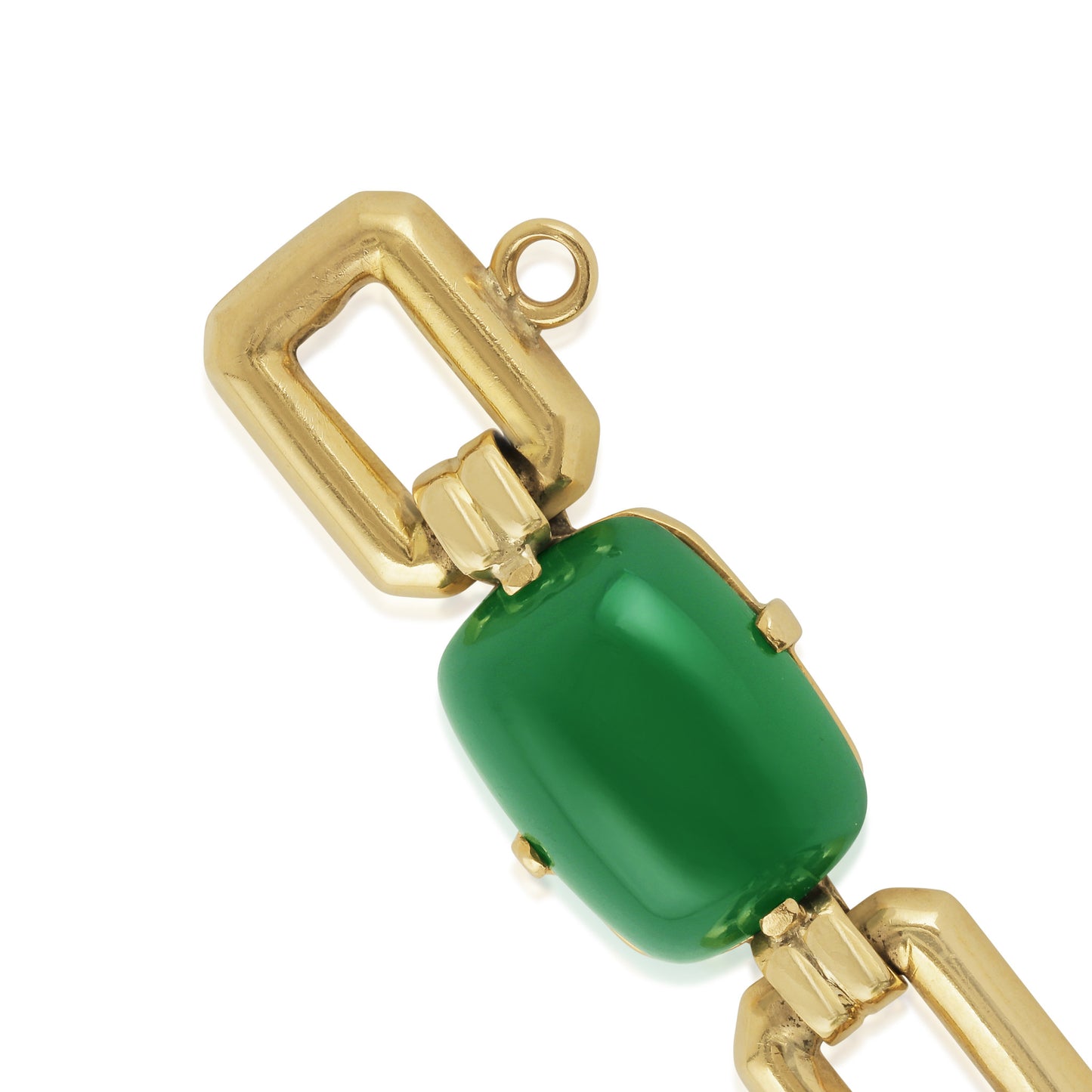 1950s 18KT Yellow Gold Chalcedony Bracelet close-up details