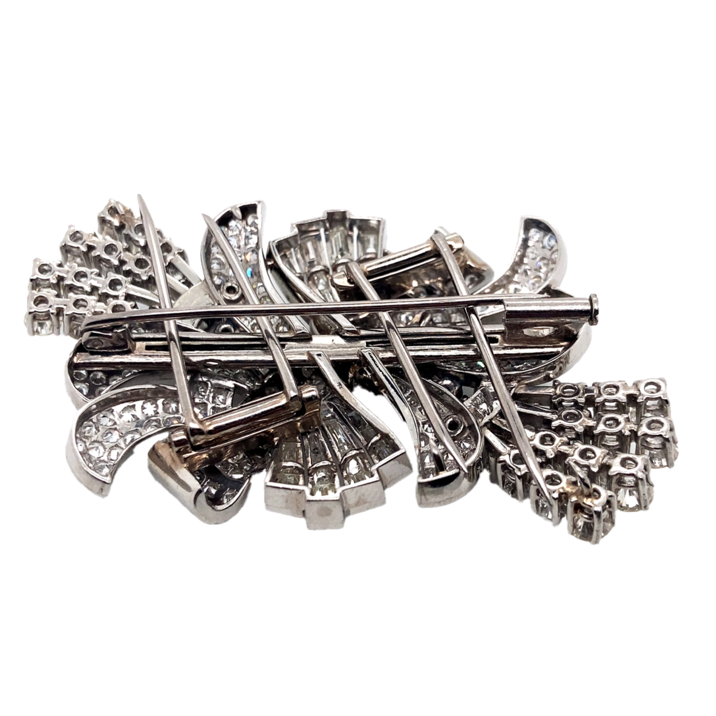 1950s Platinum Diamond Double Clips back