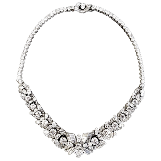 1950s Platinum Diamond Necklace front