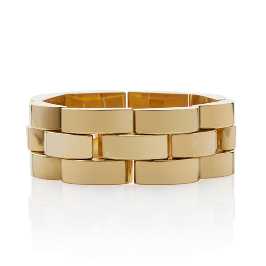 French Retro 18KT Yellow Gold Tank Track Bracelet front