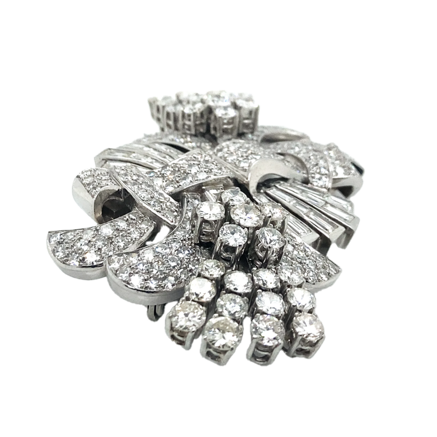 1950s Platinum Diamond Double Clips side