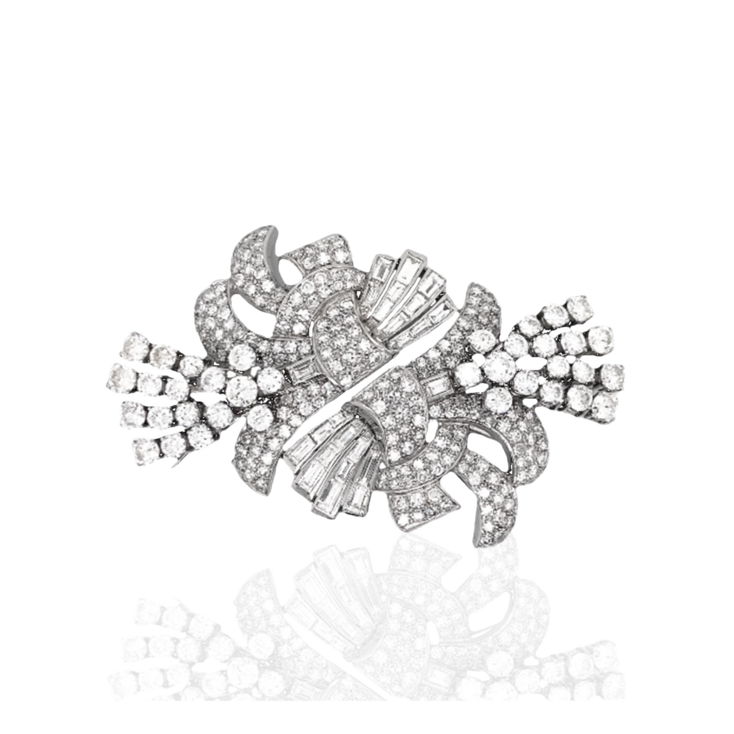 1950s Platinum Diamond Double Clips front