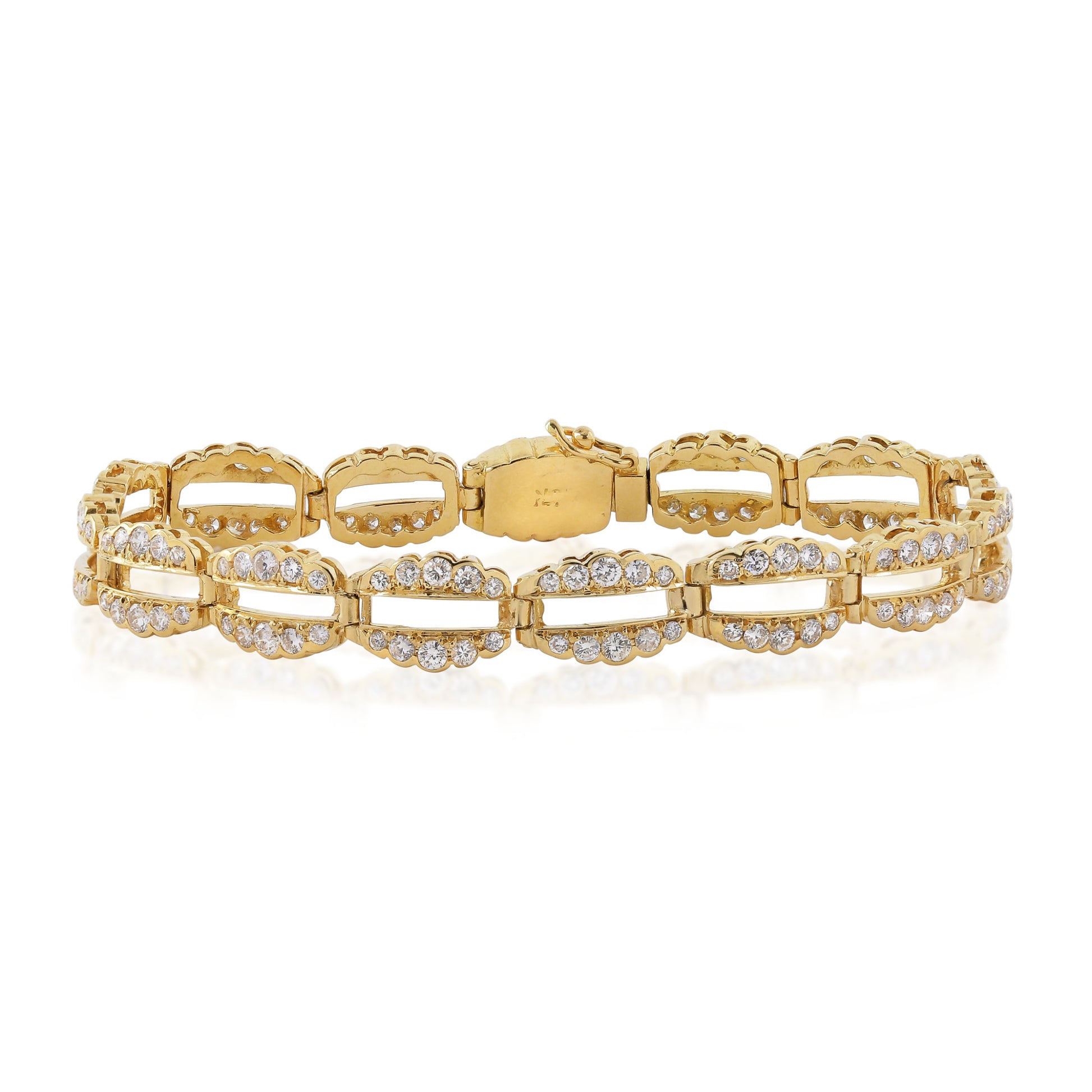 Post-1980s 18KT Yellow Gold Diamond Bracelet front
