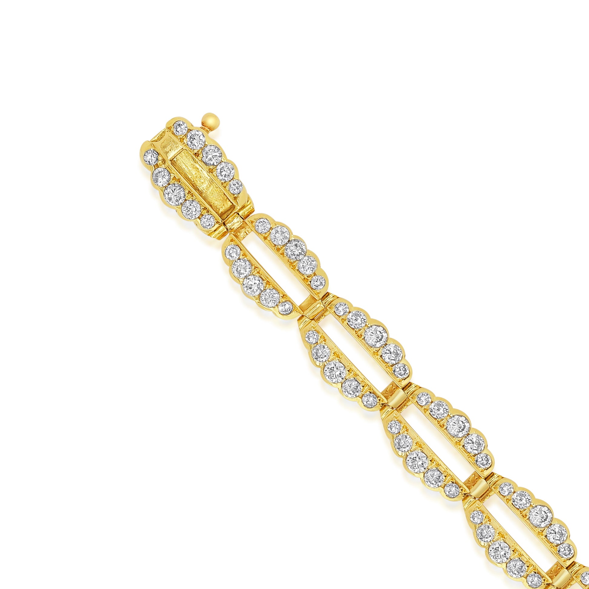 Post-1980s 18KT Yellow Gold Diamond Bracelet close-up details
