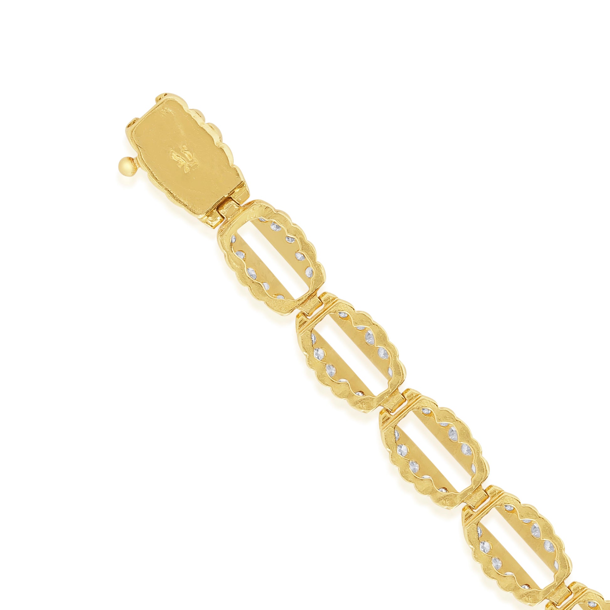 Post-1980s 18KT Yellow Gold Diamond Bracelet close-up details