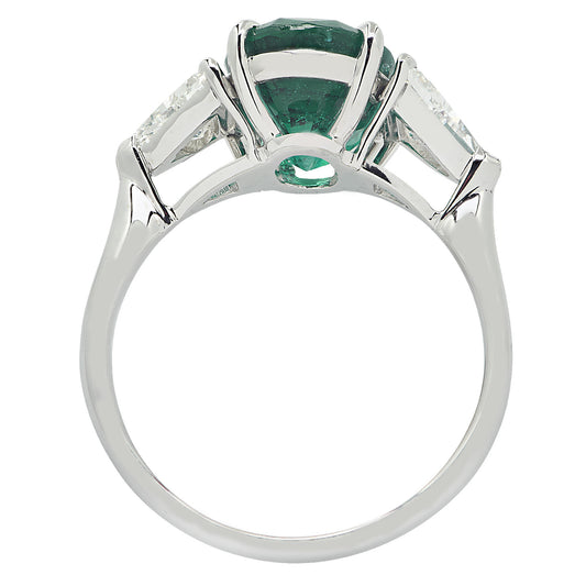 Contemporary Platinum Emerald & Diamond Ring profile