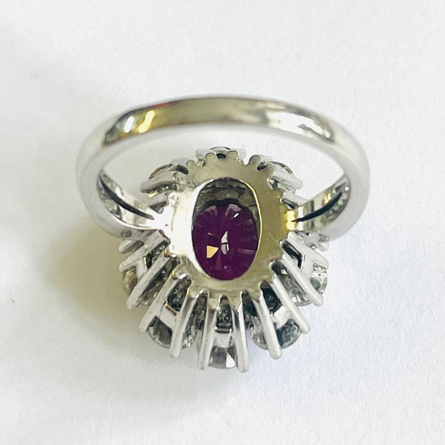 1980s 18KT White Gold Sapphire & Diamond Ring back