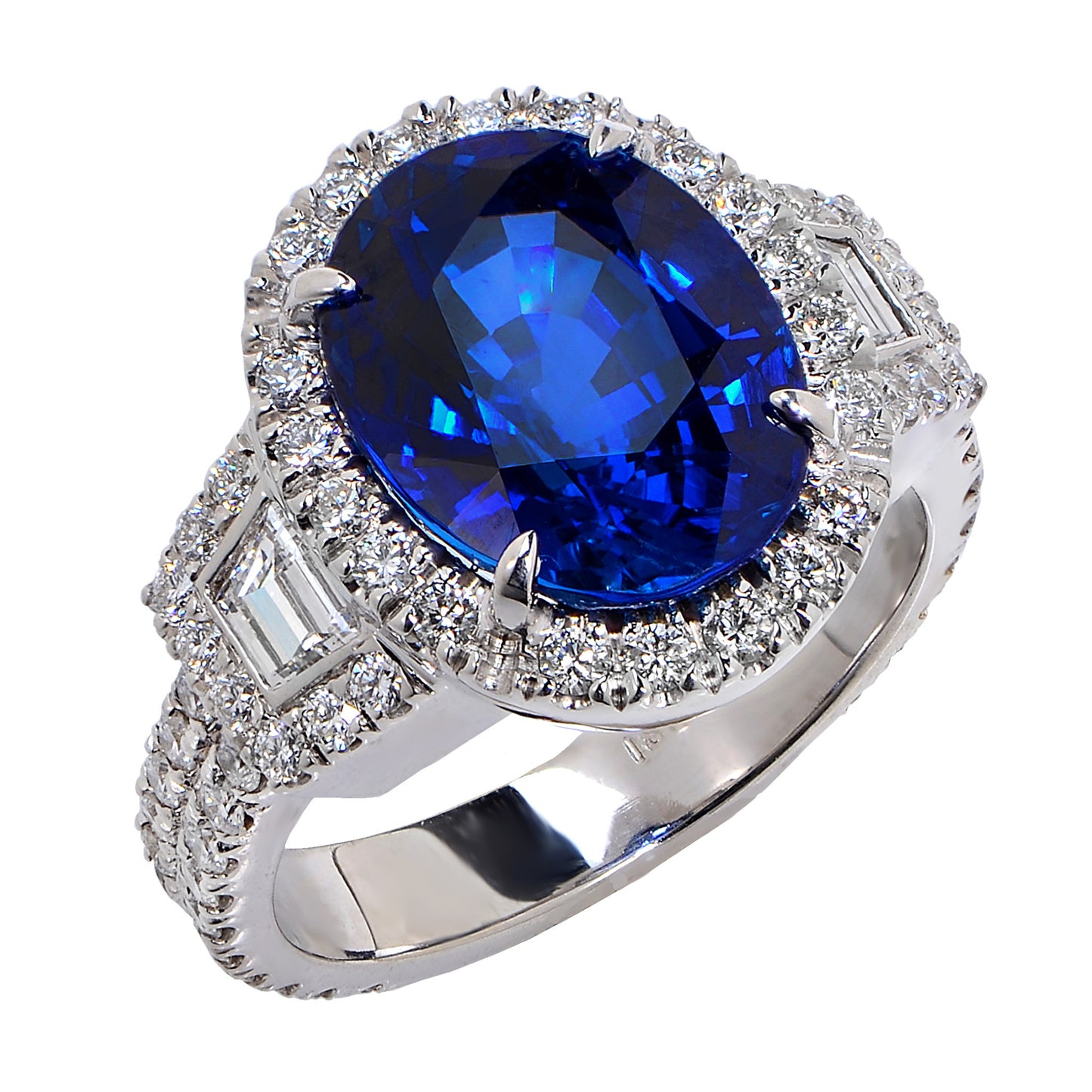 Contemporary 18KT White Gold Sapphire & Diamond Ring front