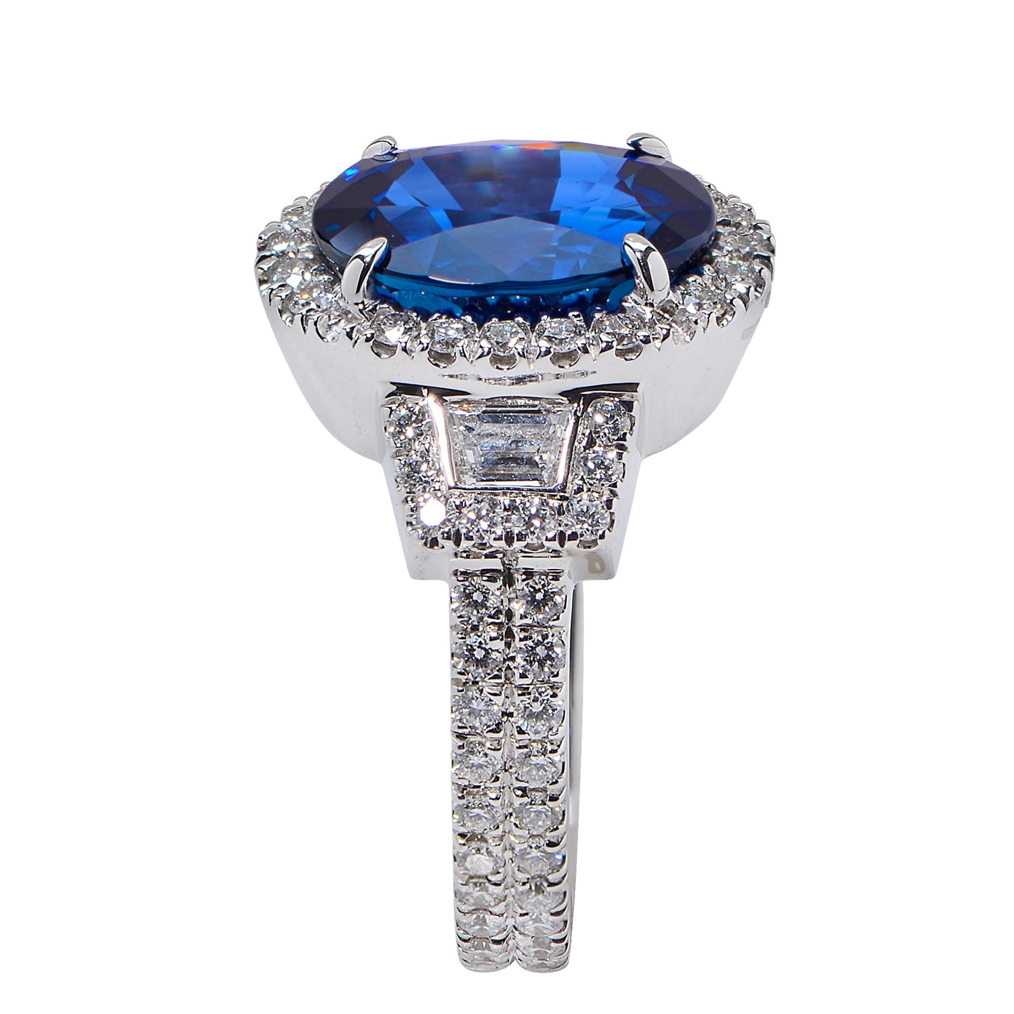 Contemporary 18KT White Gold Sapphire & Diamond Ring side