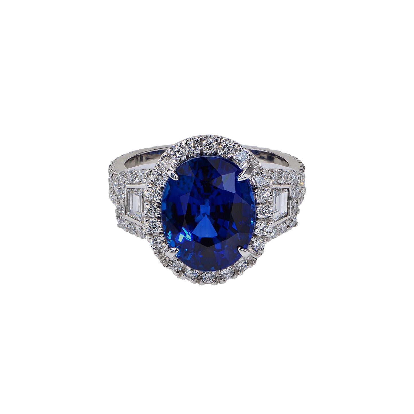 Contemporary 18KT White Gold Sapphire & Diamond Ring front