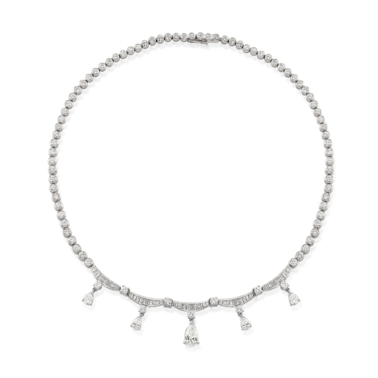 1960s Platinum Diamond Necklace front