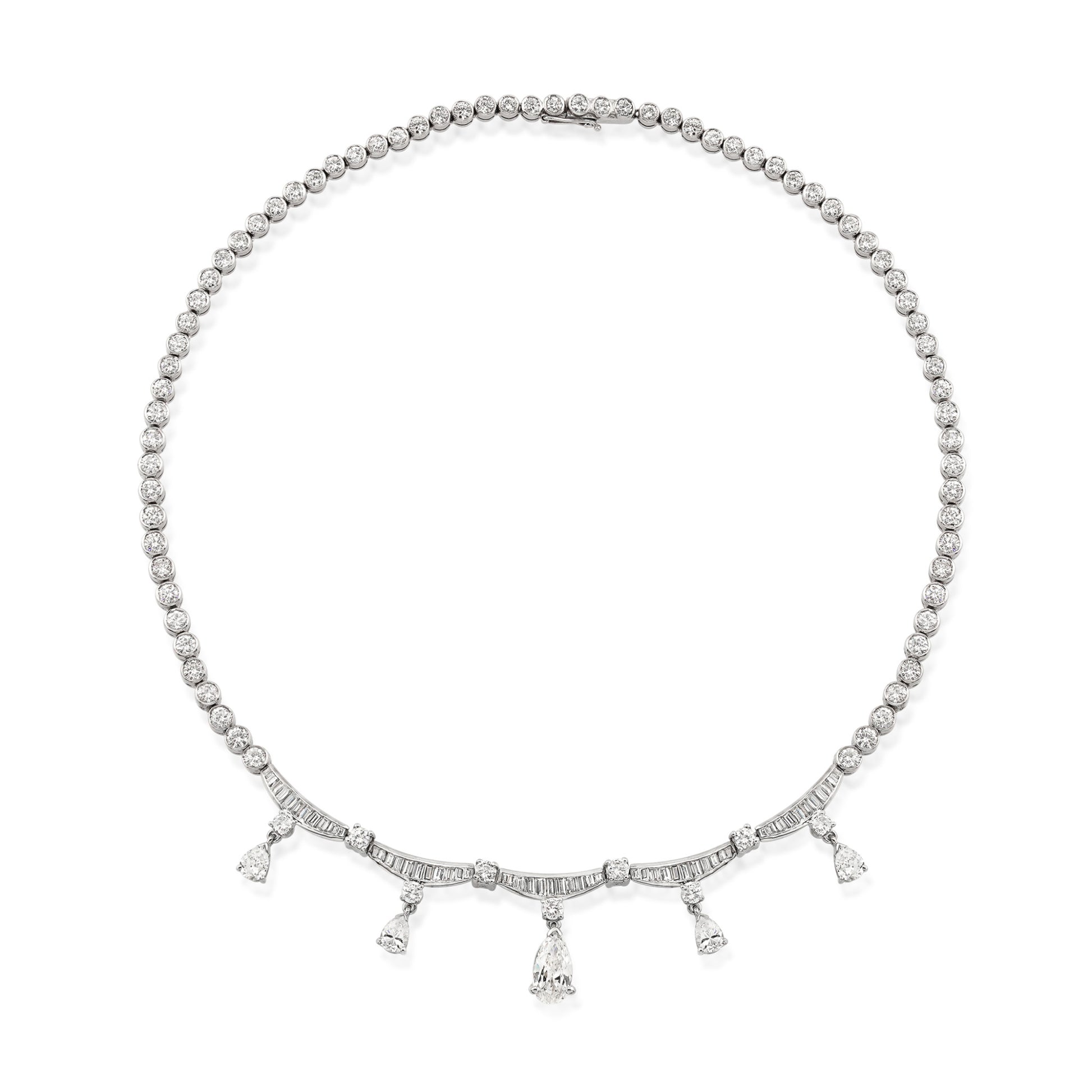 1960s Platinum Diamond Necklace front