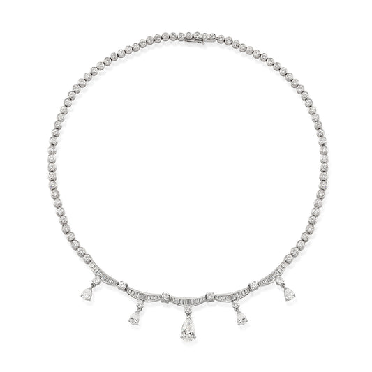 1960s Platinum Diamond Necklace front