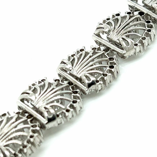 1950s 18KT White Gold Diamond Bracelet close-up details back