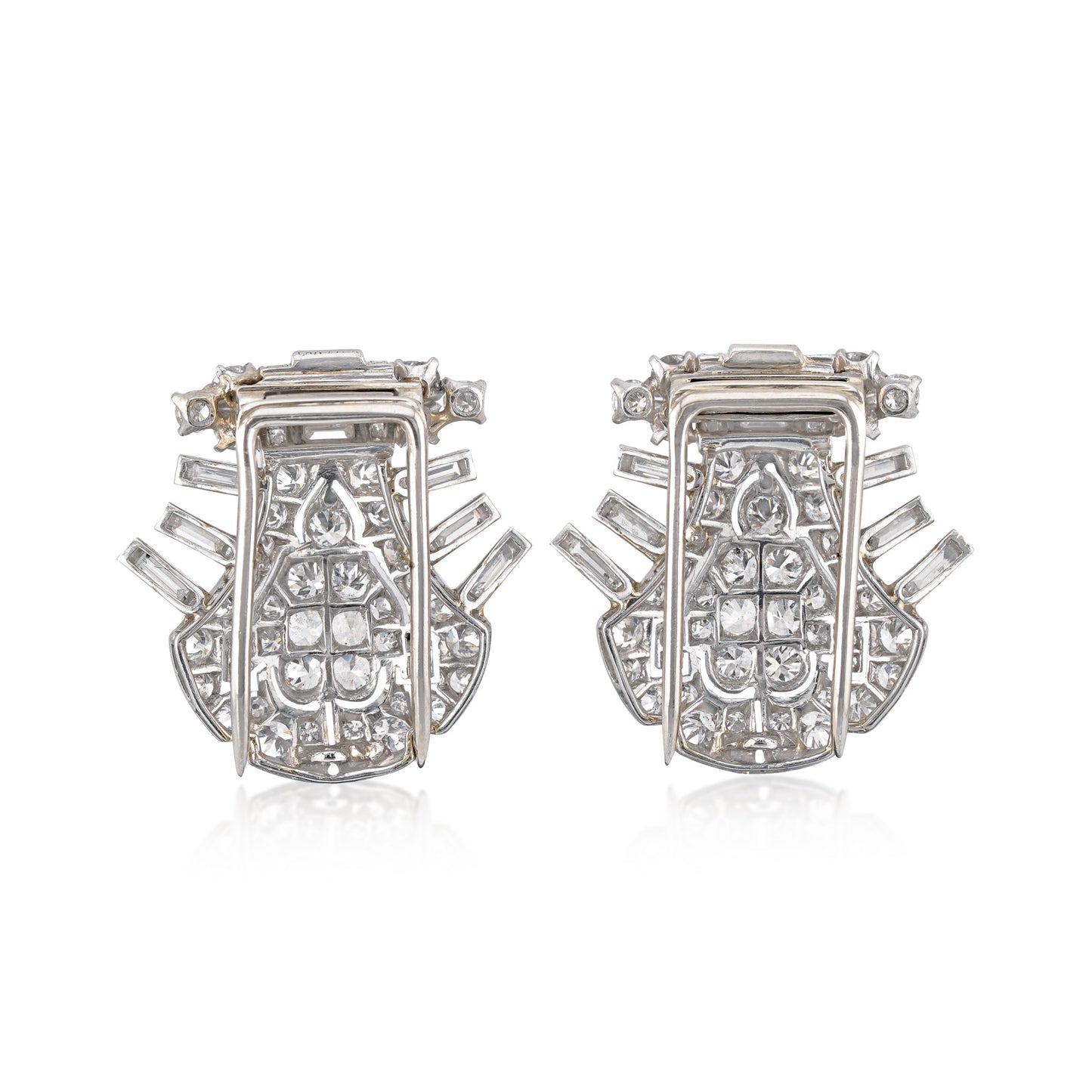 Cartier 1940s Platinum & 18KT White Gold Diamond Double Clips back