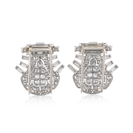 Cartier 1940s Platinum & 18KT White Gold Diamond Double Clips back