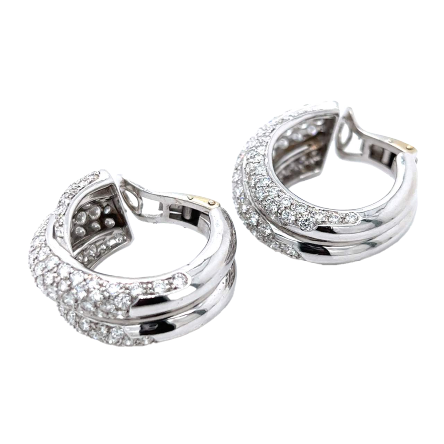 Post-1980s 18KT White Gold Diamond Hoop Earrings side