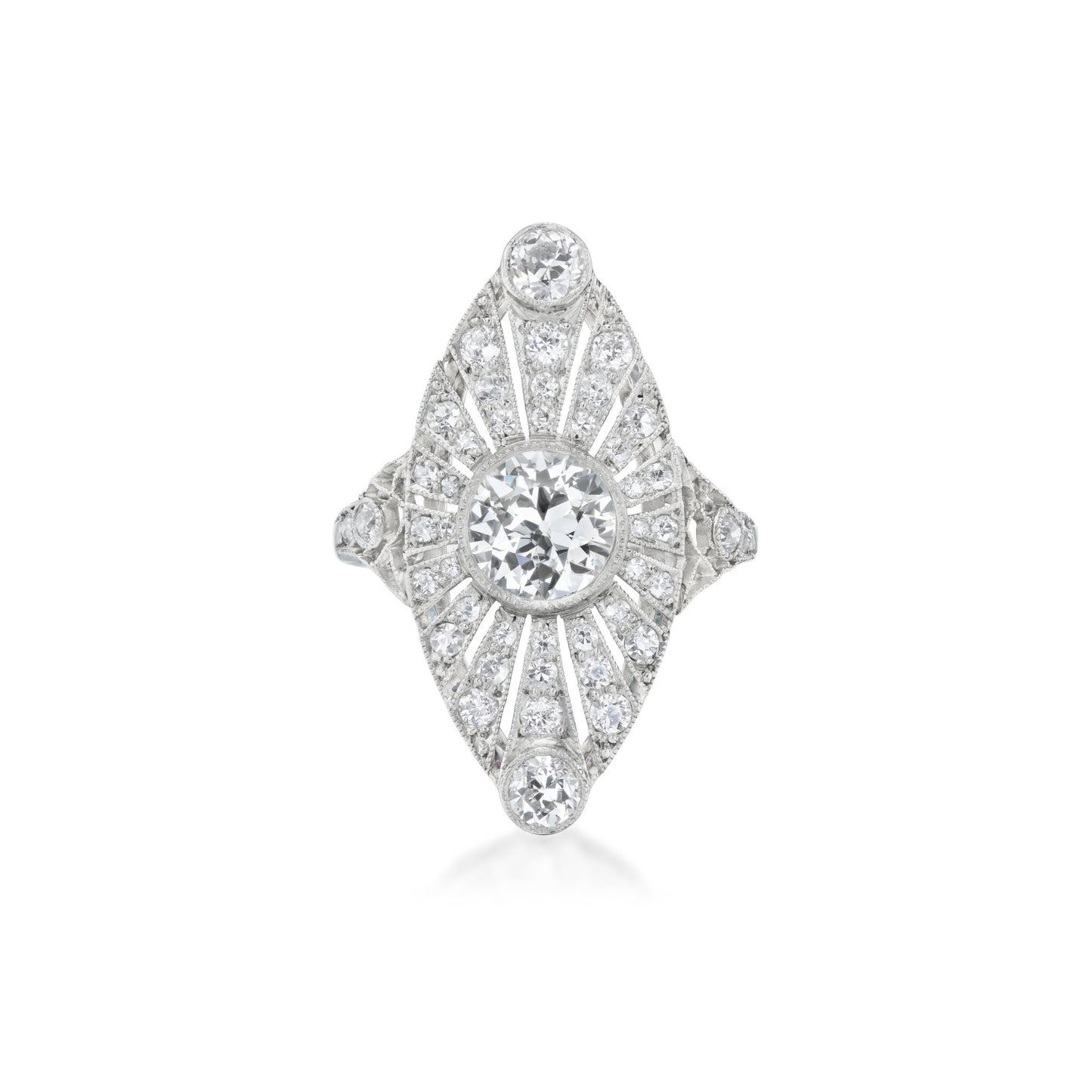 Art Deco Platinum Diamond Ring front