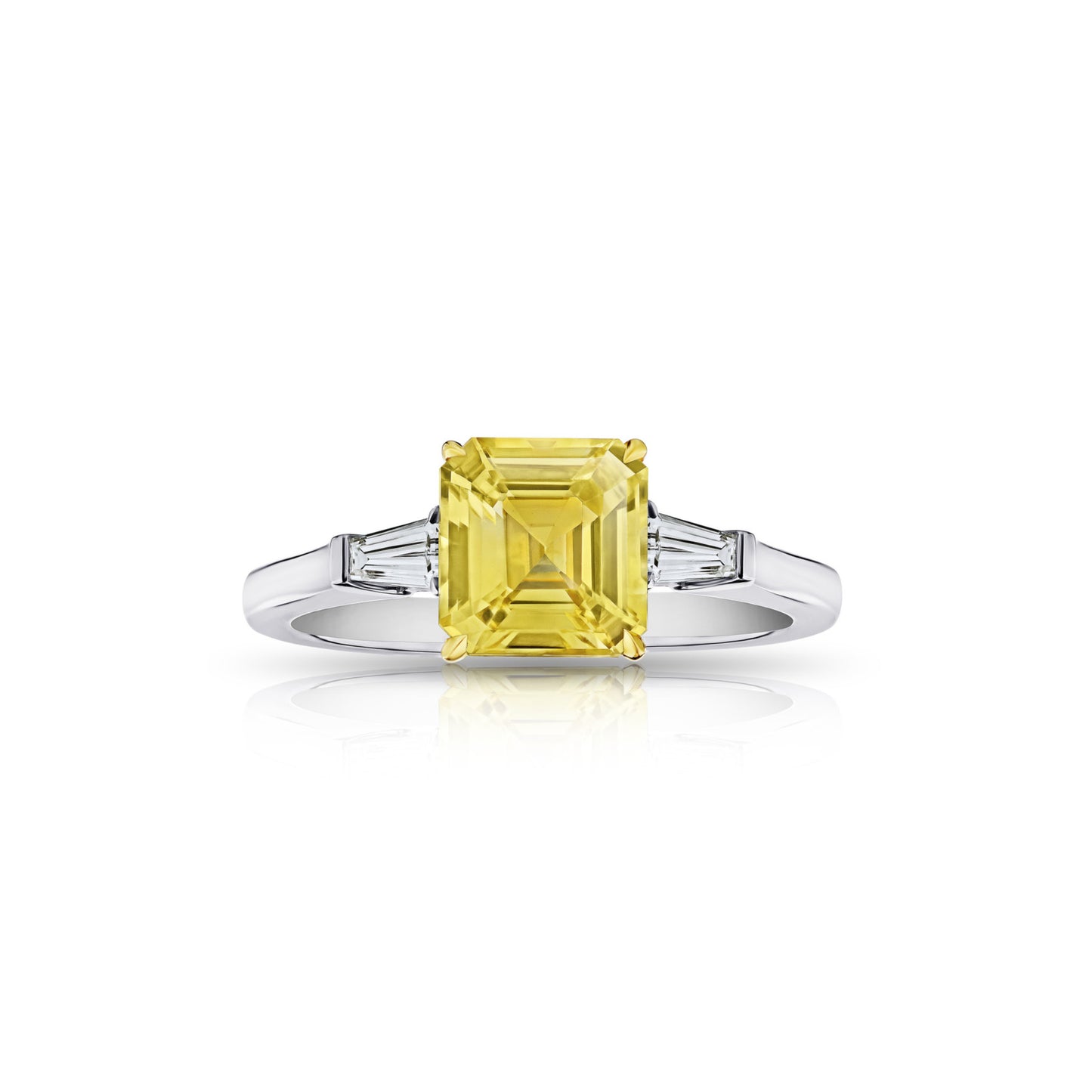 Contemporary Platinum & 18KT Yellow Gold Sapphire & Diamond Ring front