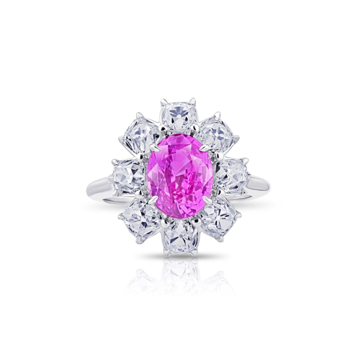 Contemporary Platinum Sapphire & Diamond Ring front