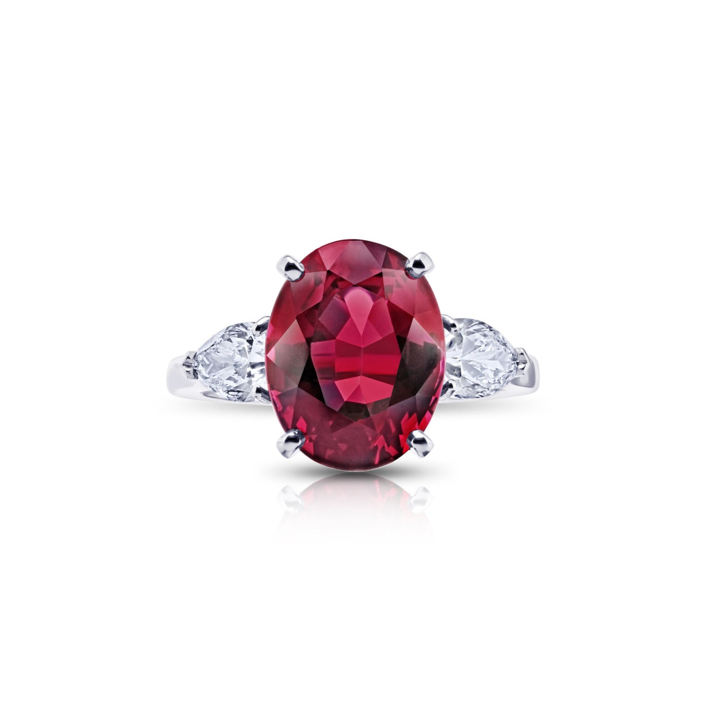 Contemporary Platinum & 18KT Yellow Gold Spinel & Diamond Ring front