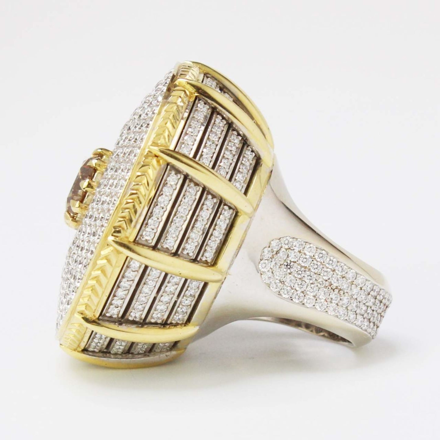 1980s 18KT White & Yellow Gold White & Yellow Diamond Ring side