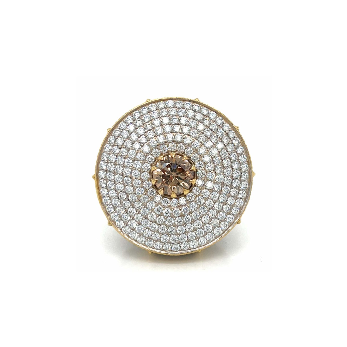 1980s 18KT White & Yellow Gold White & Yellow Diamond Ring front