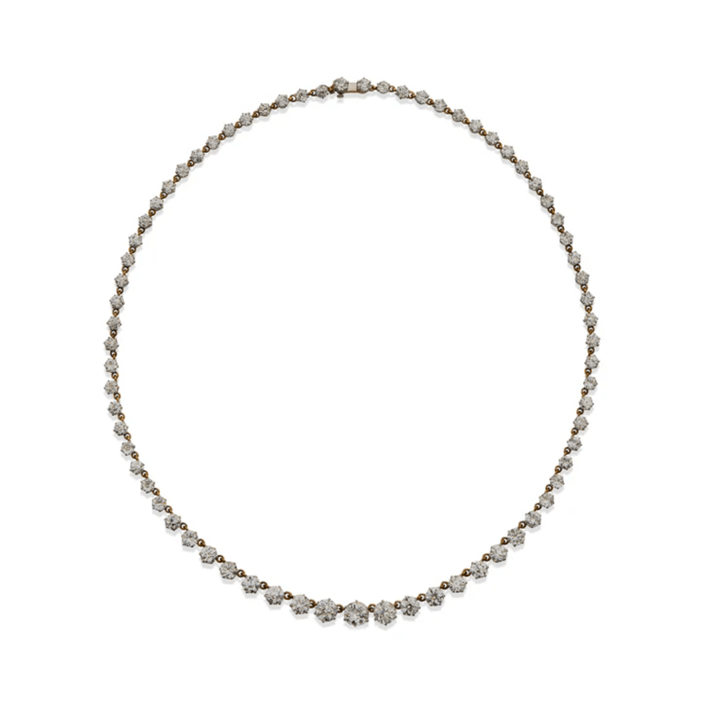 Thomas Kirkpatrick NY Edwardian Platinum & 18KT Yellow Gold Diamond Rivière Necklace front