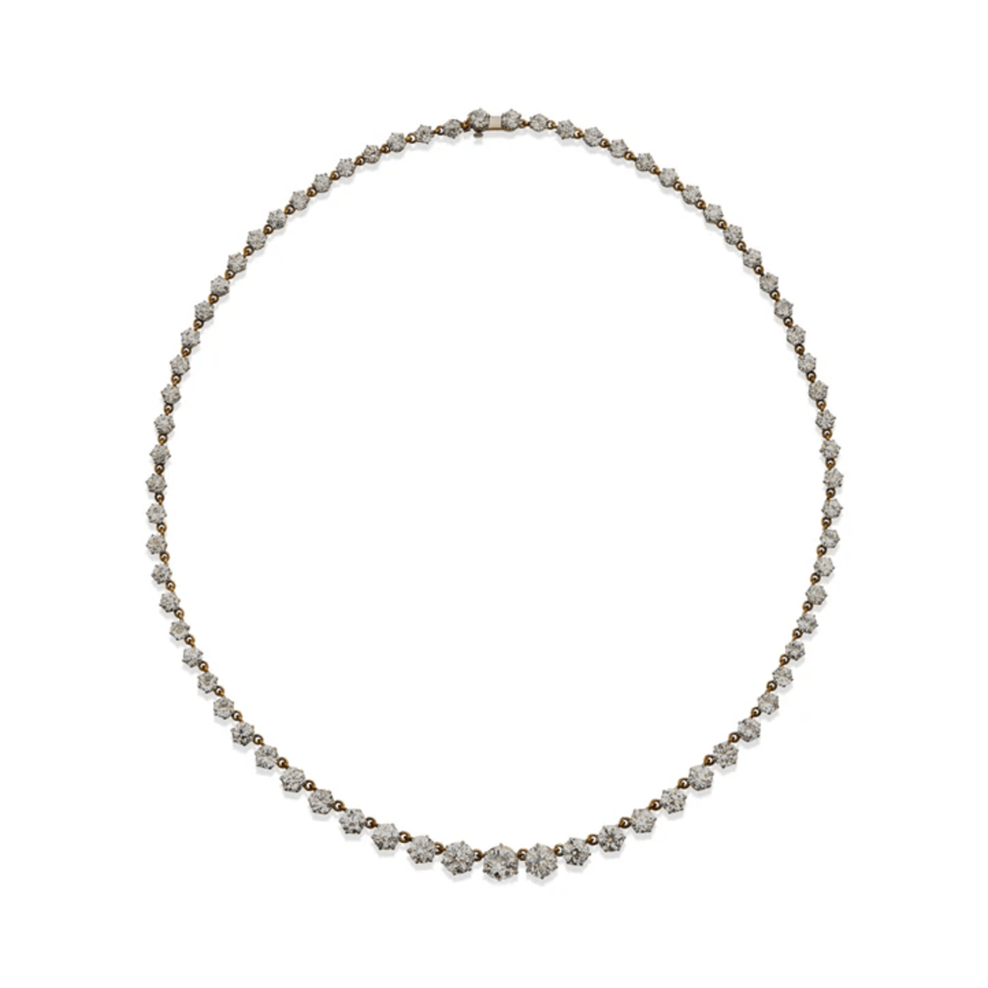Thomas Kirkpatrick NY Edwardian Platinum & 18KT Yellow Gold Diamond Rivière Necklace front