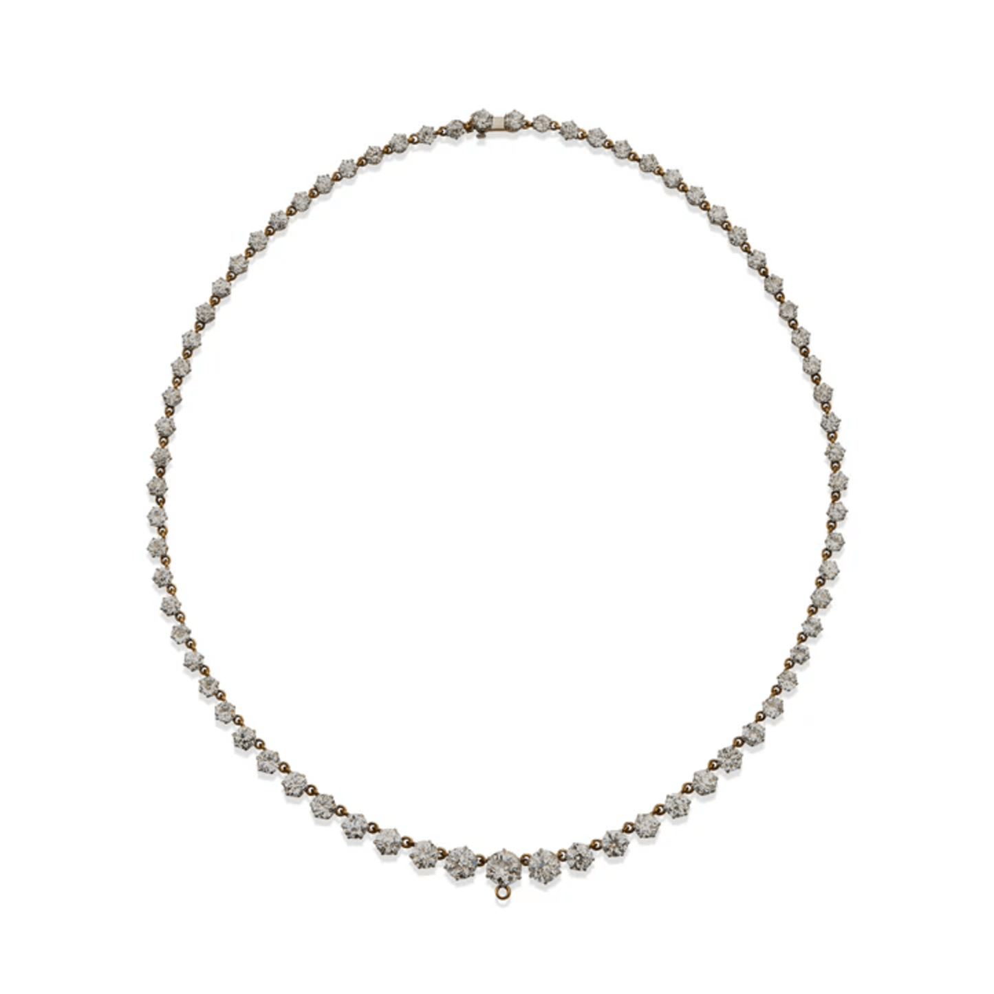 Thomas Kirkpatrick NY Edwardian Platinum & 18KT Yellow Gold Diamond Rivière Necklace front