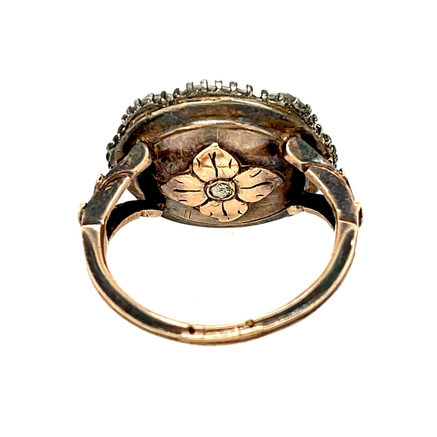 Antique 18KT Blackened Gold Diamond Ring back