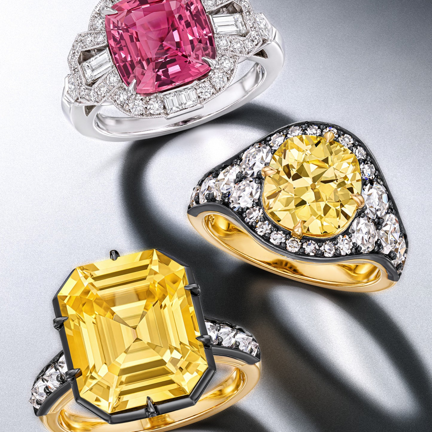 Post-1980s Silver & 18KT Yellow Gold Diamond Ring front