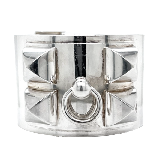 Hermes Post-1980s Silver Collier de Chien Bracelet front