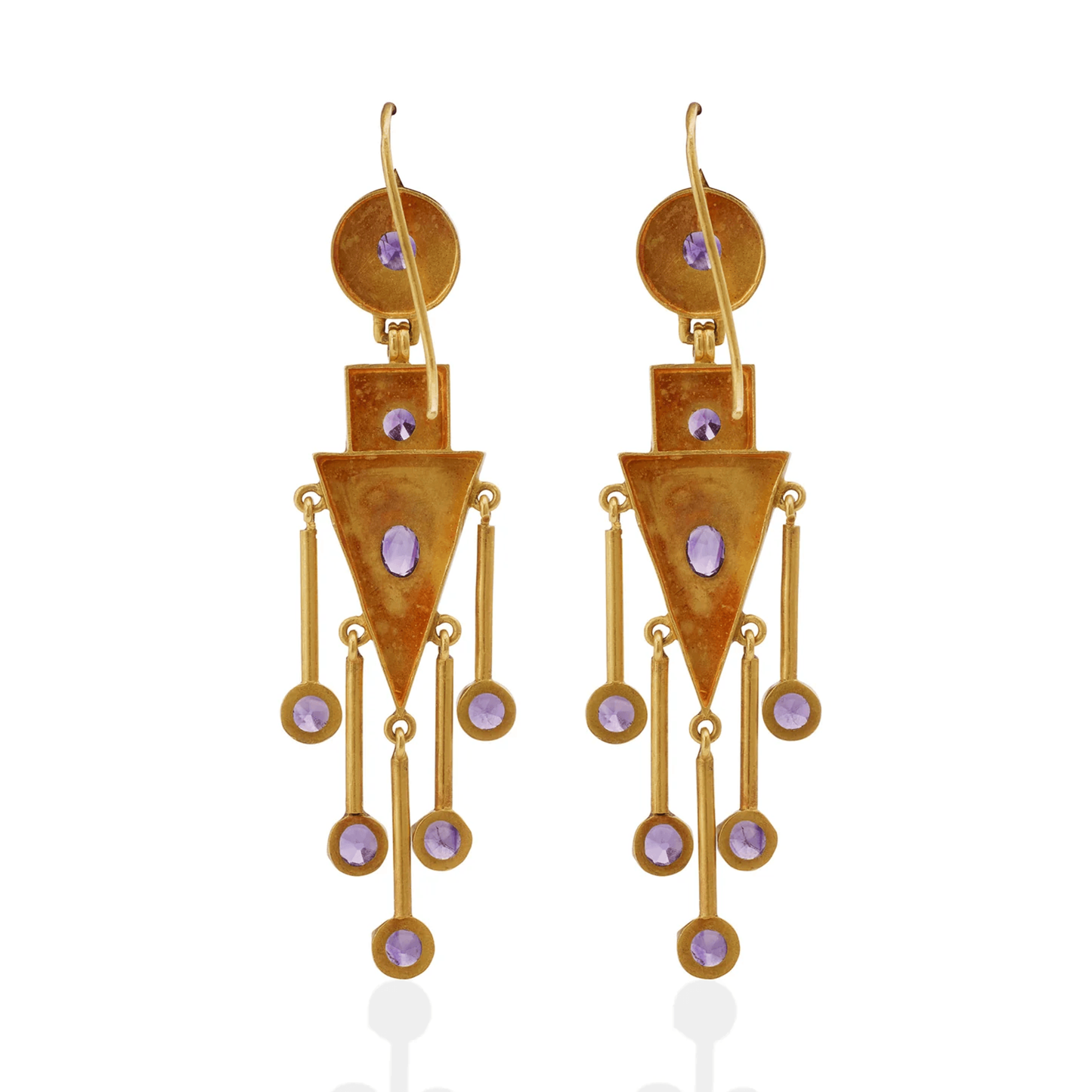 Italian Antique 18KT Yellow Gold Amethyst Earrings back