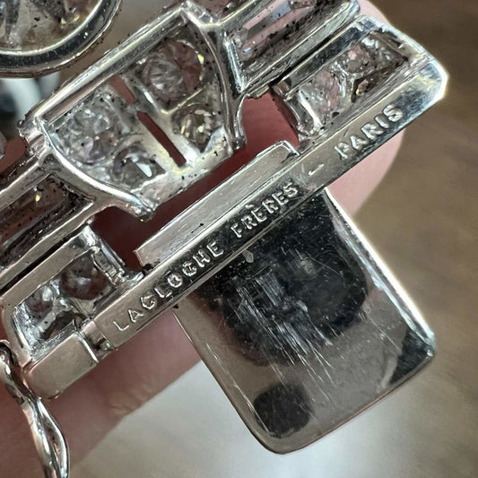 Lacloche Freres Art Deco Platinum Diamond Bracelet signature