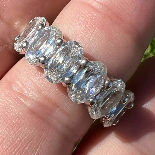 Post-1980s Platinum Diamond Ring on finger